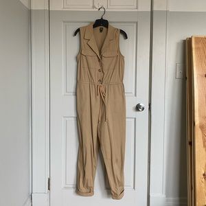 Wild Fable soft khaki self tie sleeveless jumpsuit, size S